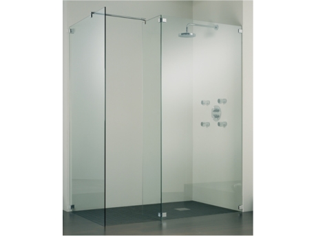 Dusche bodenb�ndig m. Unterputz Thermostatbatterie, Kopfbrause u. Seitenbrausen